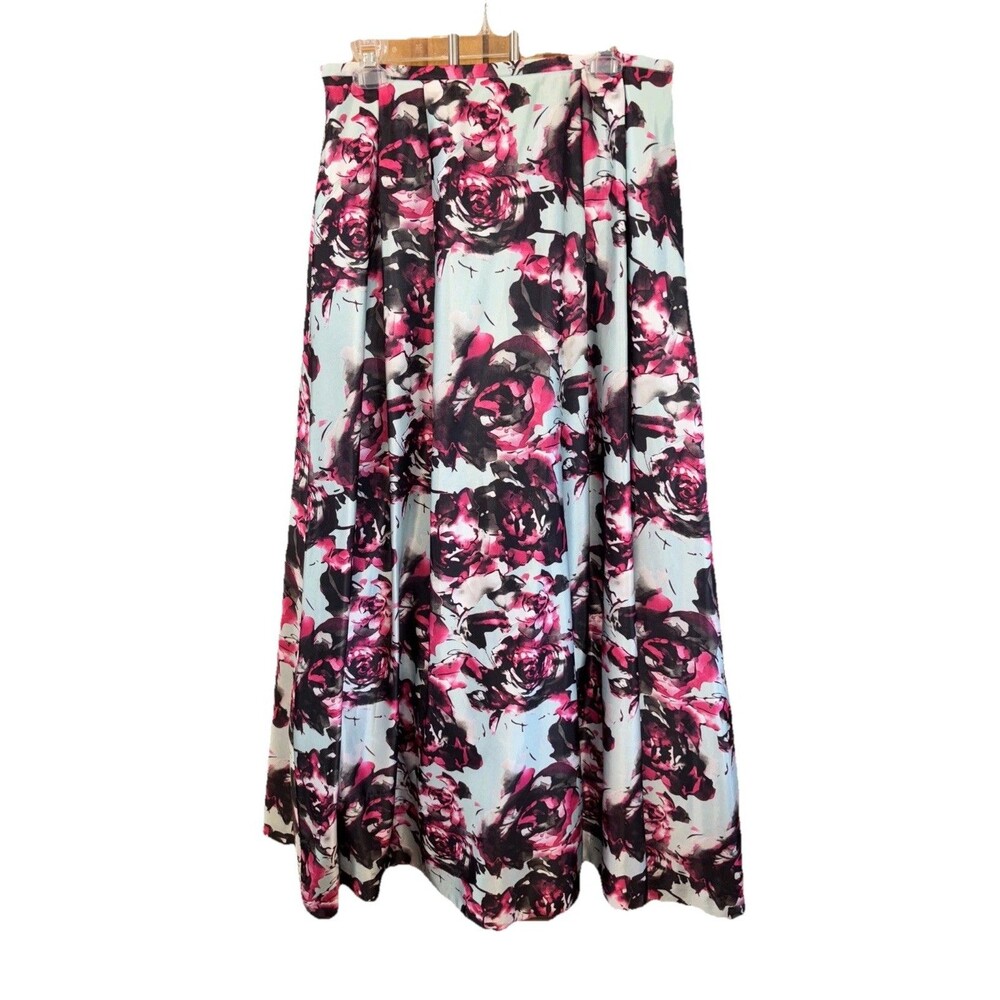 Blondie Nites Stacy Sklar Full Length Floral Formal Tulle Lined Skirt 13 Zip